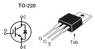 IXGP12N60B, IGBT-транзистор, 600 В, 24 А 